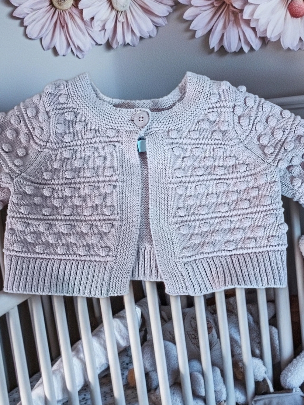 GAP Pale Pink Bobble Knit Baby Cardigan